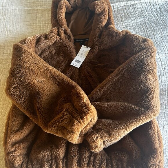 French Connection Arabella Faux Fur Hooded Jacket Coat SIZE 10 NWT - Picture 4 of 6